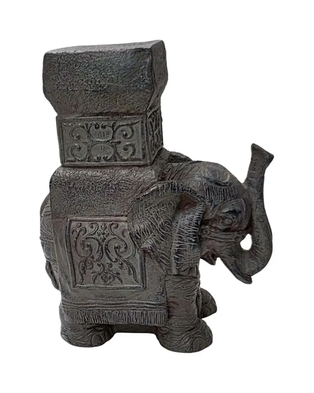 Andrea by Sadek Asian Lucky Elephant Heavy Ornate Bookend Brown and Gold Trunk U